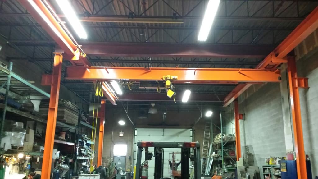 2-ton under-hung crane designed to reduce bracing within the facility
